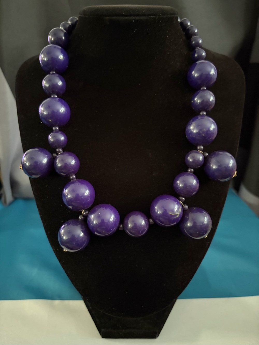 Kenneth Lane Purple Bead Statement Necklace - Women Jewelry